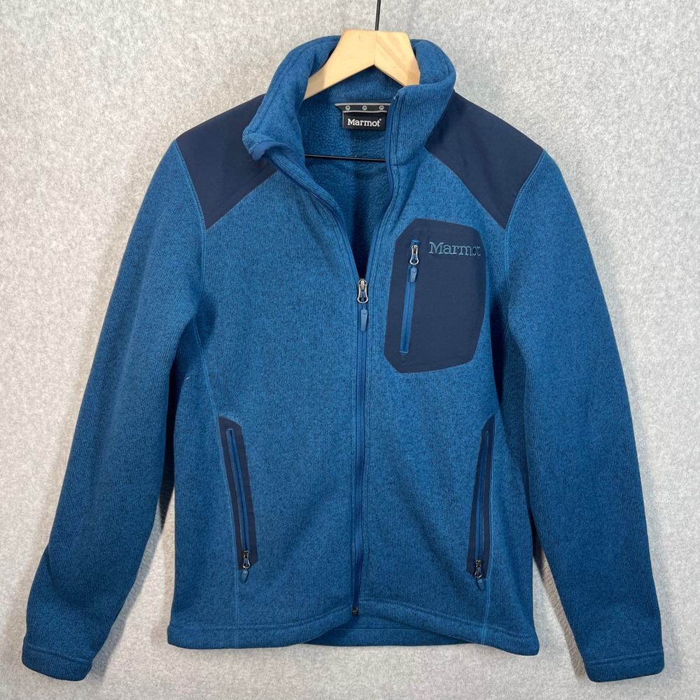 Marmot Mens Full Zip Sweater Fleece Jacket‎ Blue Heather C93760 Small
